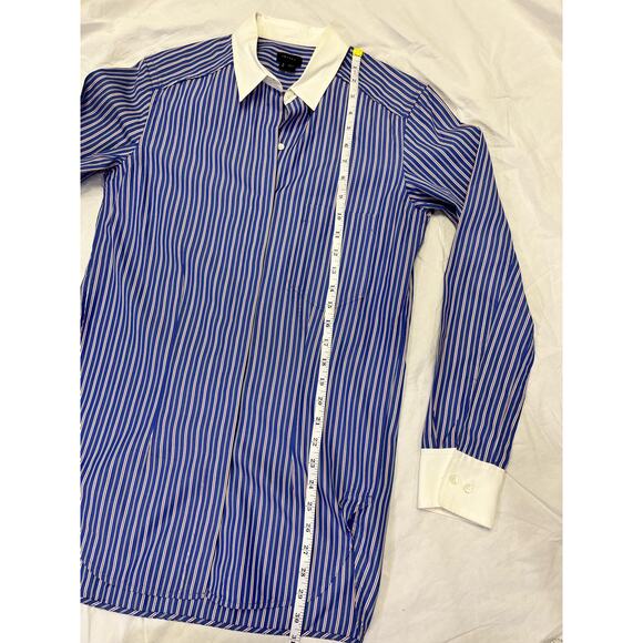 Theory Women’s Striped Button Up Shirt, Blue/Red Size Small, Workwear, Business - Picture 9 of 10